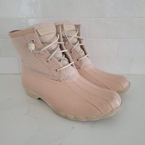 Sperry Top-Sider Waterproof Rubber Insulated Lace-Up Duck Boots Blush Pink 8.5
